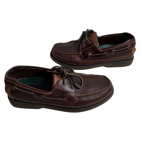 Sperry Top‎ Sider Mako Collection Men's Brown Leather Boat Shoes Size 9.5 M